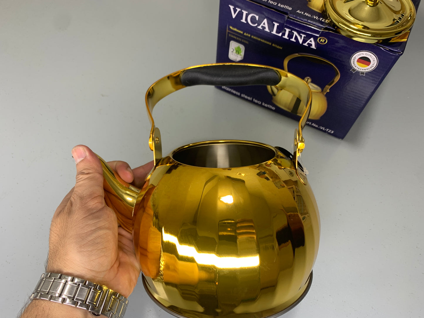 Vicalina German Technology Golden and Silver 2L Stylish Tea Kettles