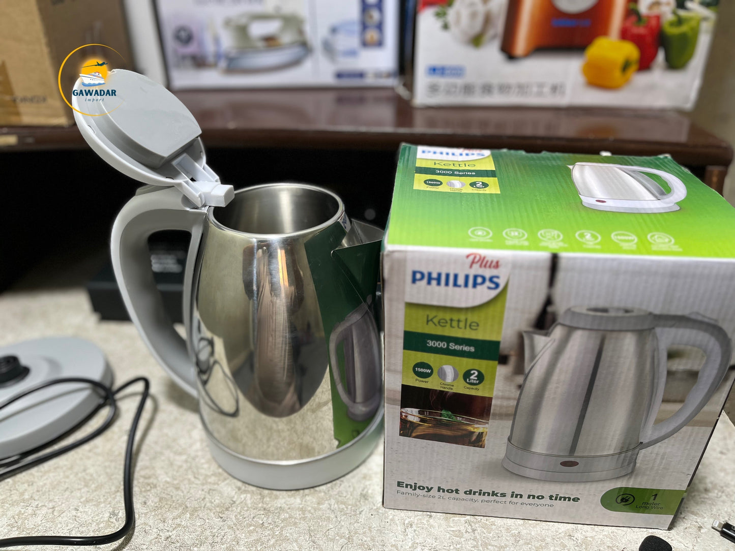 Gawadar Import's Philips Plus Electric Kettle Stainless Steel Auto OFF Mode