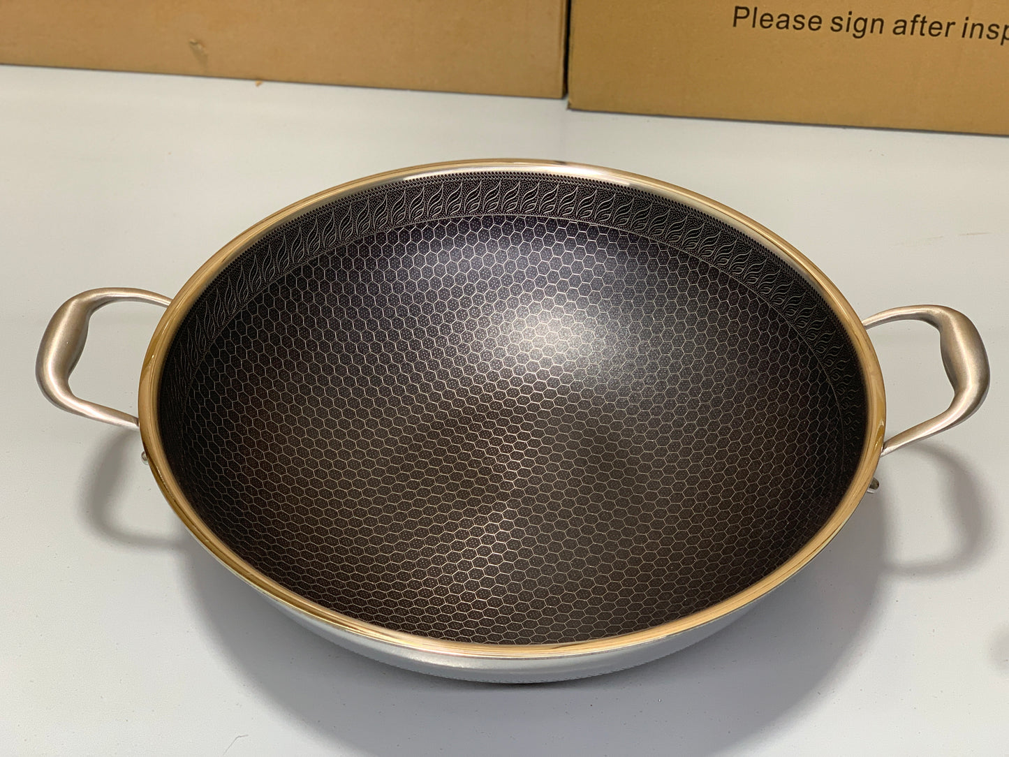 Laser Coated HoneyComb Pattern Deep Frying Karahi /Handi