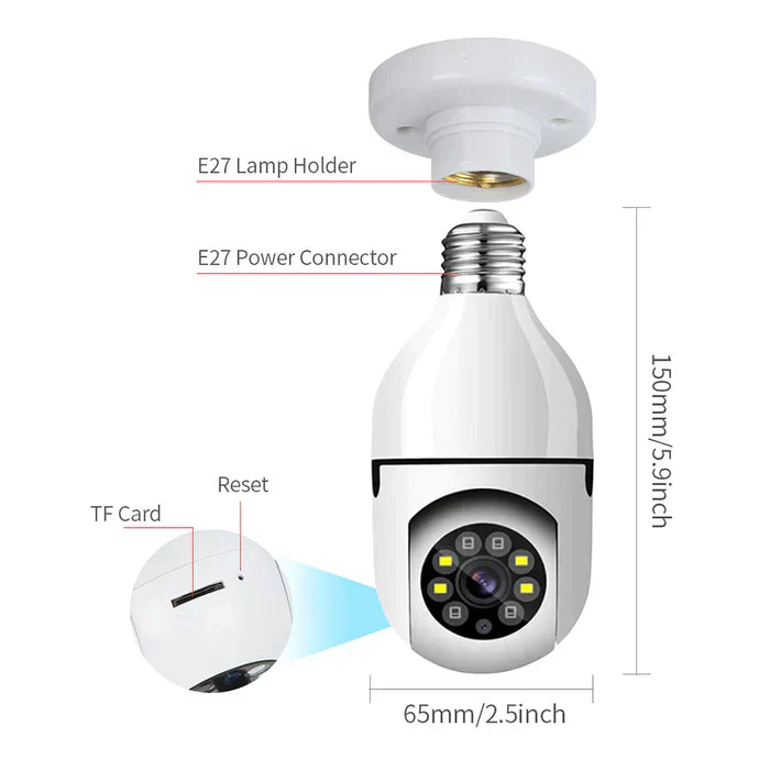 Gawadar Import™ Wireless Bulb Security Camera 360°Rotational View