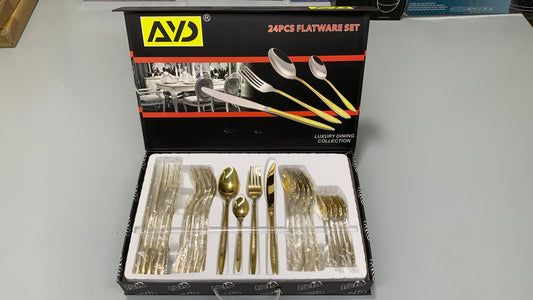 Cutlery set 24 pieces Golden Stainless Steel