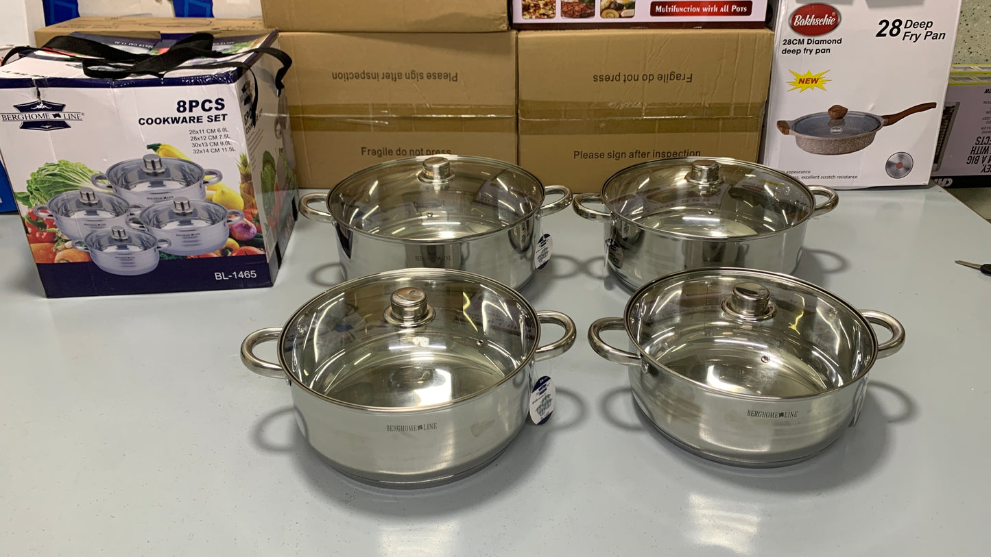 8PCS Cookware Set | 8 Pieces Stainless Steel Cookware Set