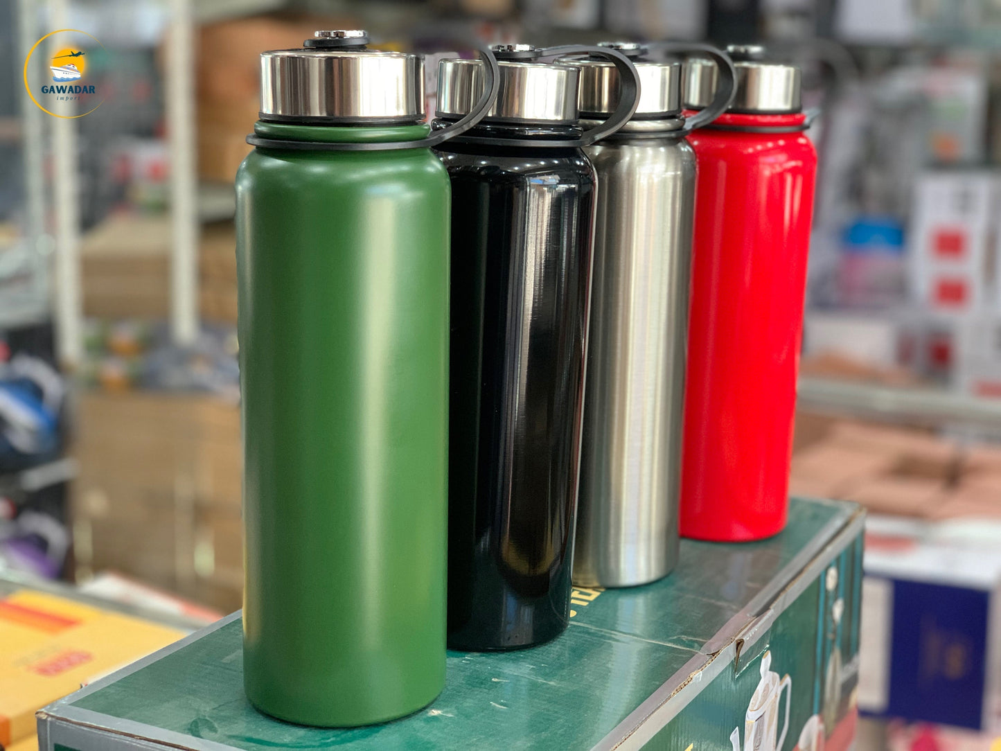 Gawadar Import's Vacuum Hot & Cold Bottles with Leather Cover  1100 ML Stainless Steel  Hot Selling Item