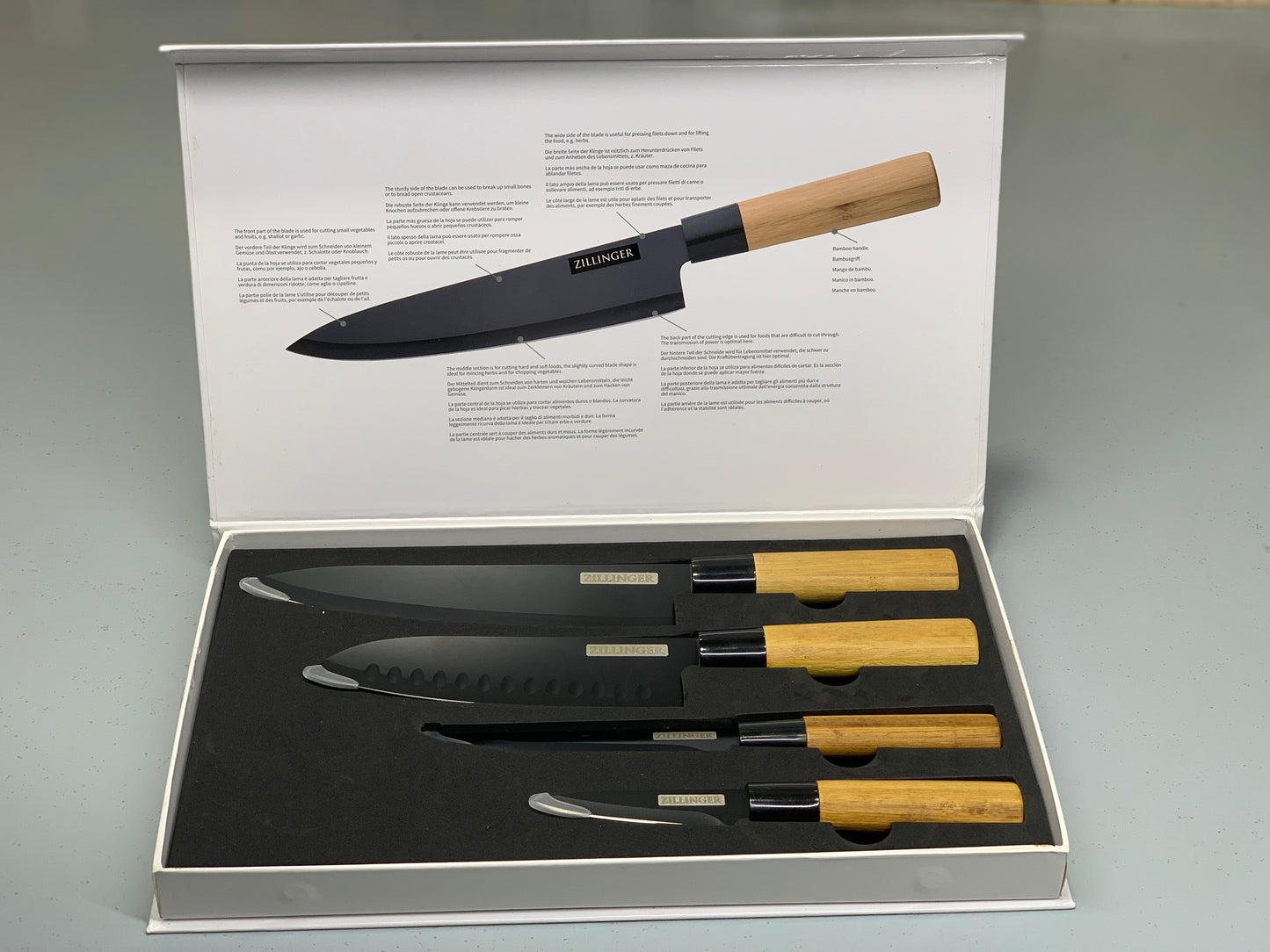 Bamboo Handles Kitchen Knife Set 4 Pieces