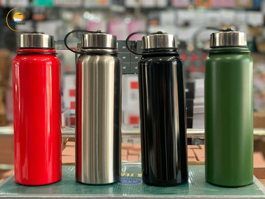 Gawadar Import's Vacuum Hot & Cold Bottles with Leather Cover  1100 ML Stainless Steel  Hot Selling Item