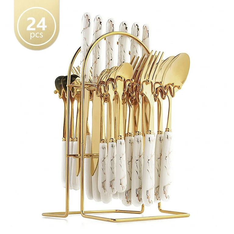 24 Pieces Cutlery Set with Stand