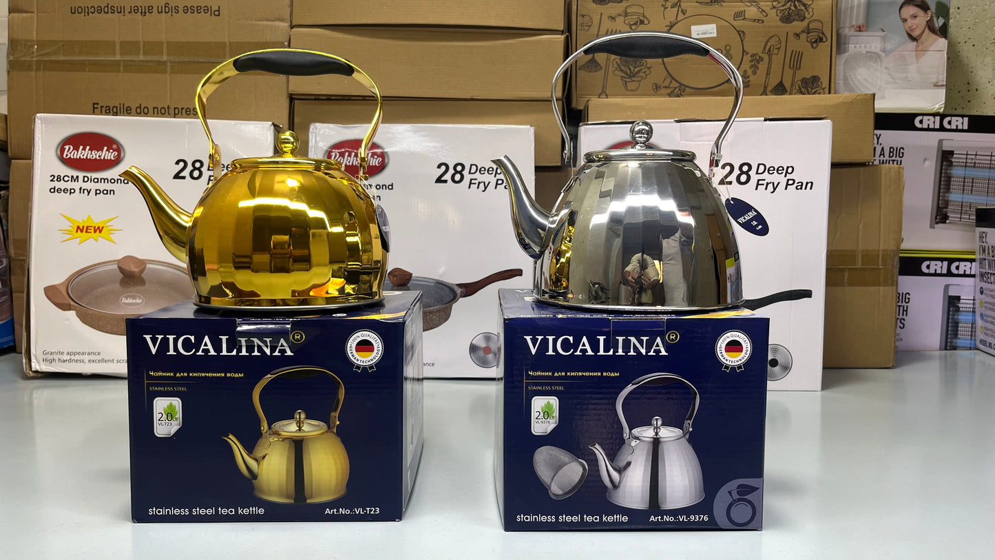 Vicalina German Technology Golden and Silver 2L Stylish Tea Kettles