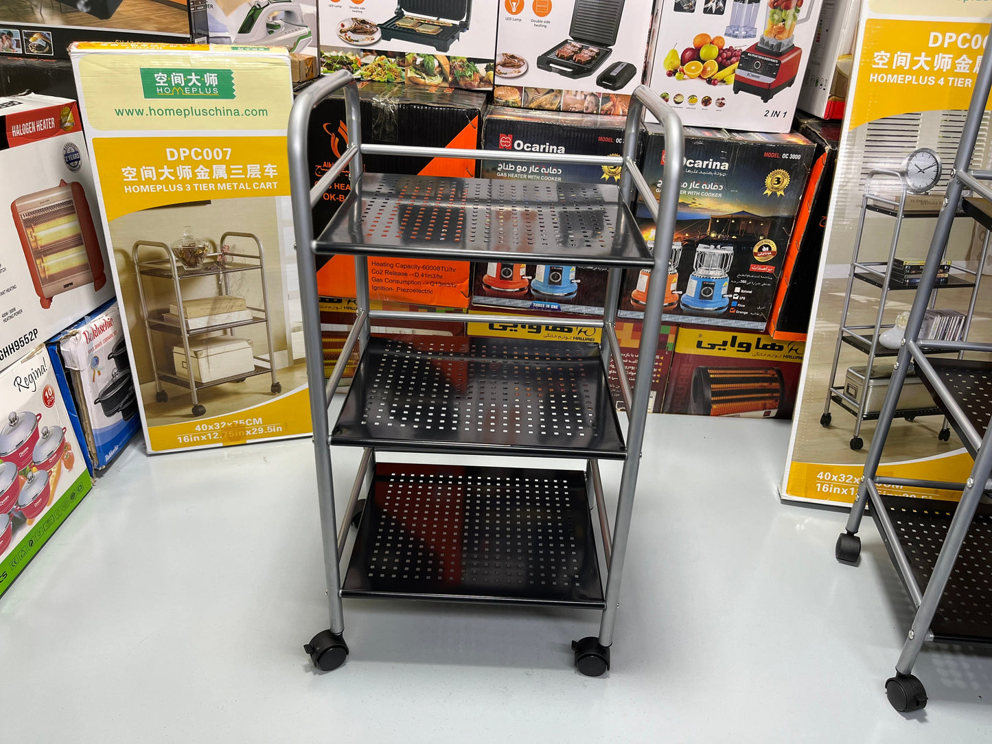 HOMEPLUS 2 Types Metal Cart 3 Tiers and 4 Tiers Mobile Storage Trolley