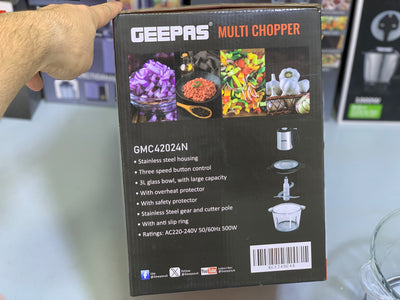 Geepas Multi Functional Chopper 5L and 500w Stainless Steel blades with 2 Year warranty