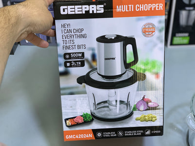 Geepas Multi Functional Chopper 5L and 500w Stainless Steel blades with 2 Year warranty