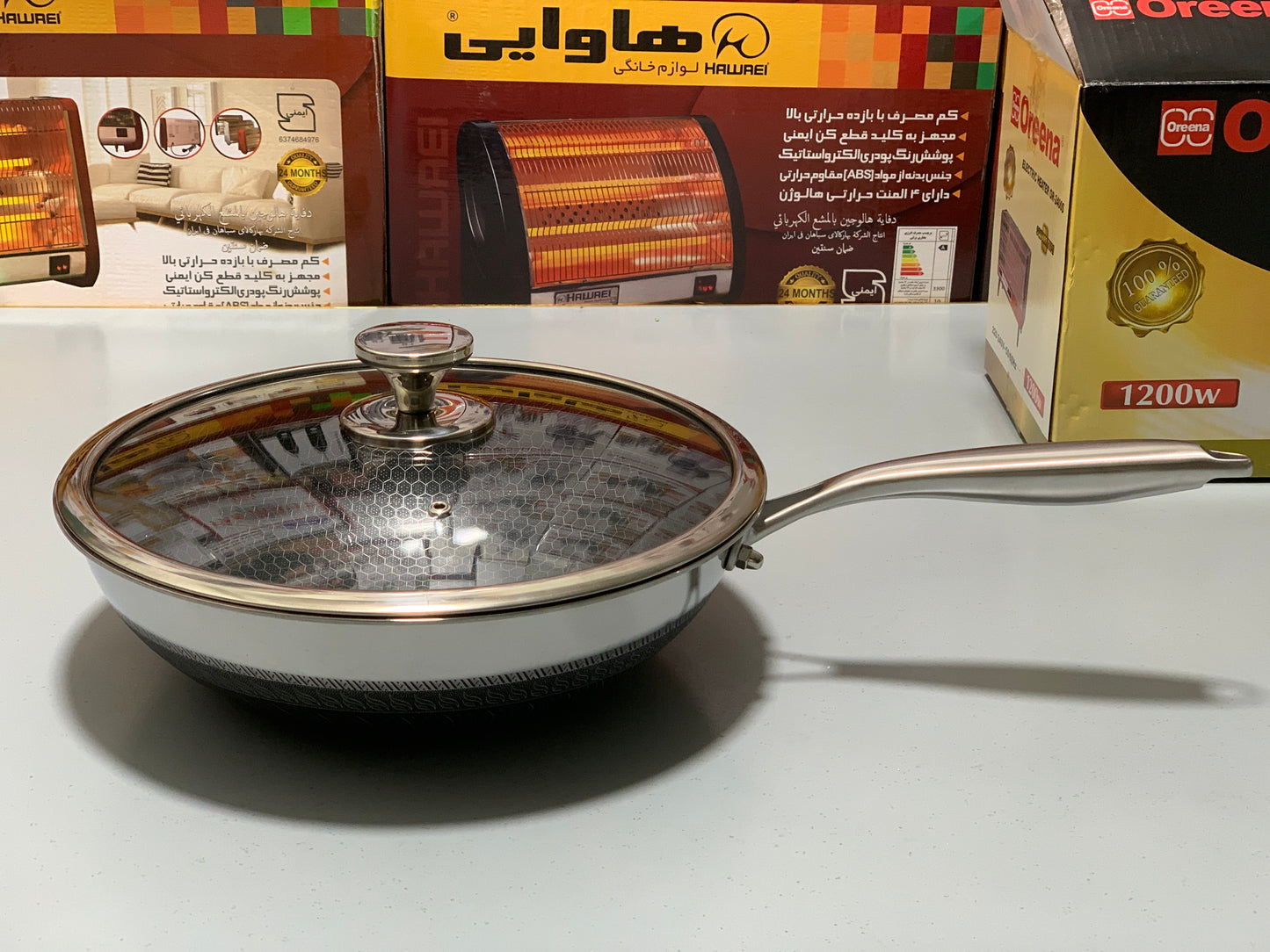 Laser Coating Deep frying  Pan stainless Steel 30cm and 32cm