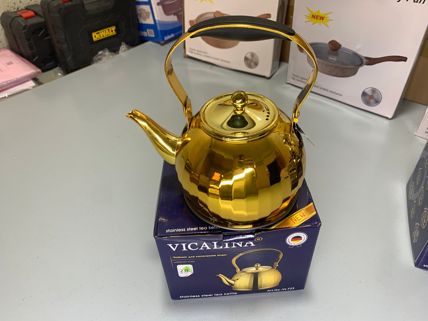 Vicalina German Technology Golden and Silver 2L Stylish Tea Kettles