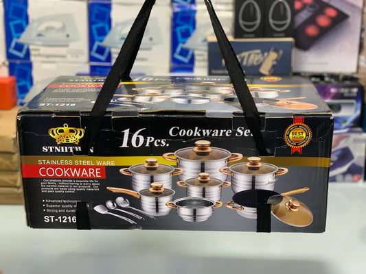 16 Pieces STNIITHAN Stainless Steel Cookware Set