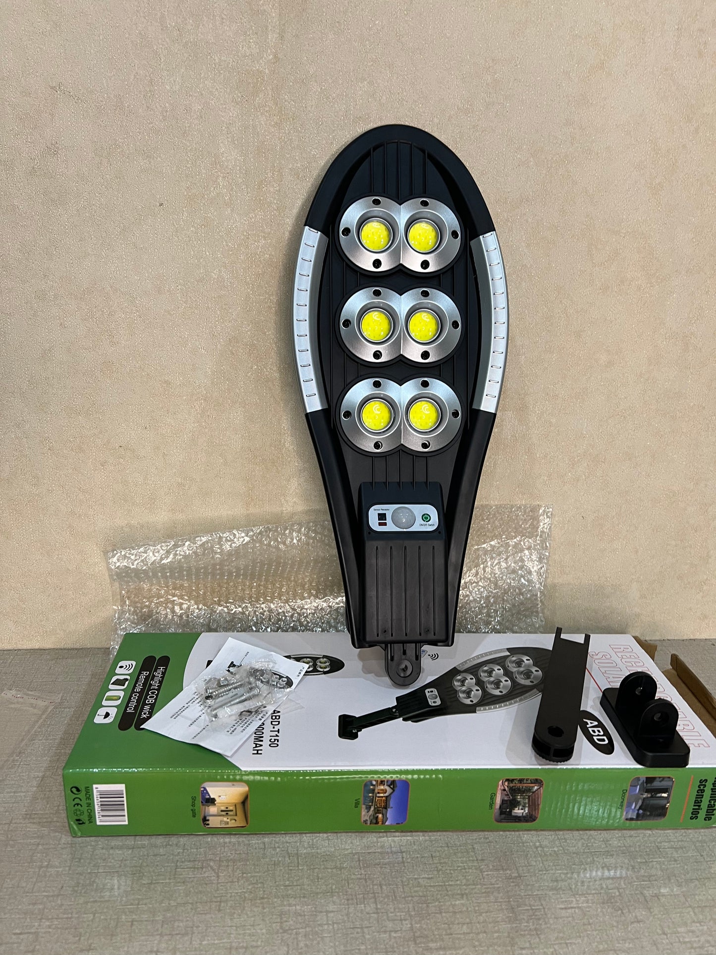 Gawadar Import™ 6 COBs Powerful Solar Sensor Light with Multifunction and Remote Control || Lots Import