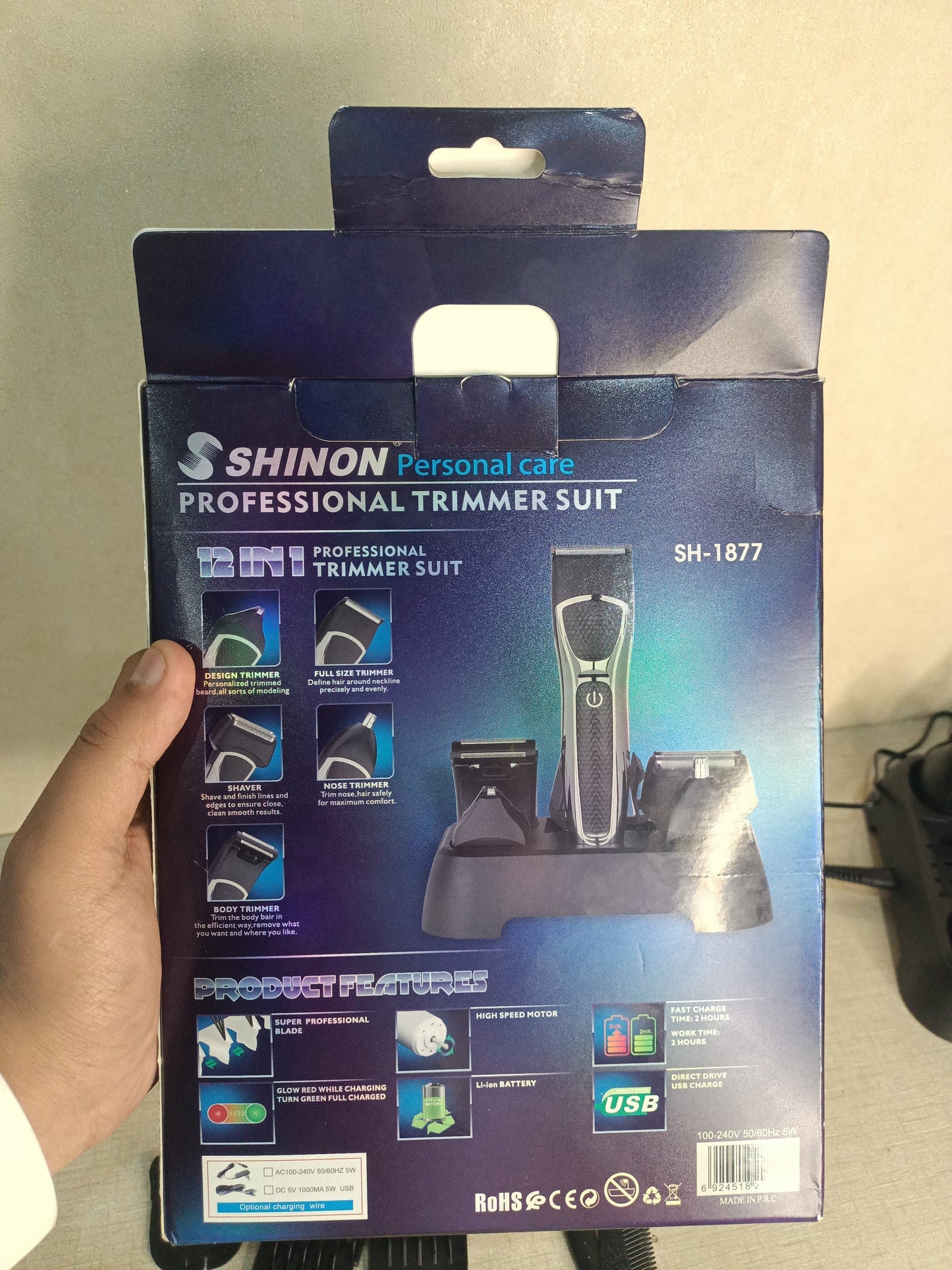 Gawadar Import™ France Import Shinon 12 in 1 Professional Hair Trimmer || 1 Year Warrenty