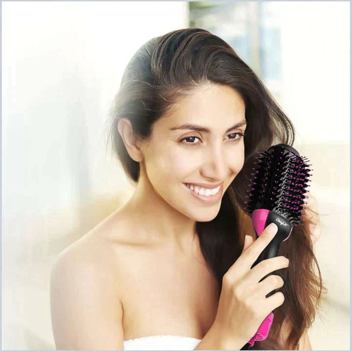 Gawadar Import™ 3-In-1 Electric One Step Hair Straightening Brush One Step Hot Air Brush Dryer + Styler