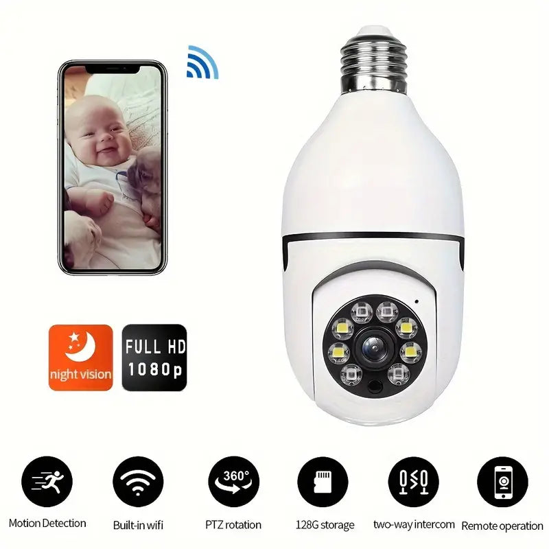 Gawadar Import™ Wireless Bulb Security Camera 360°Rotational View