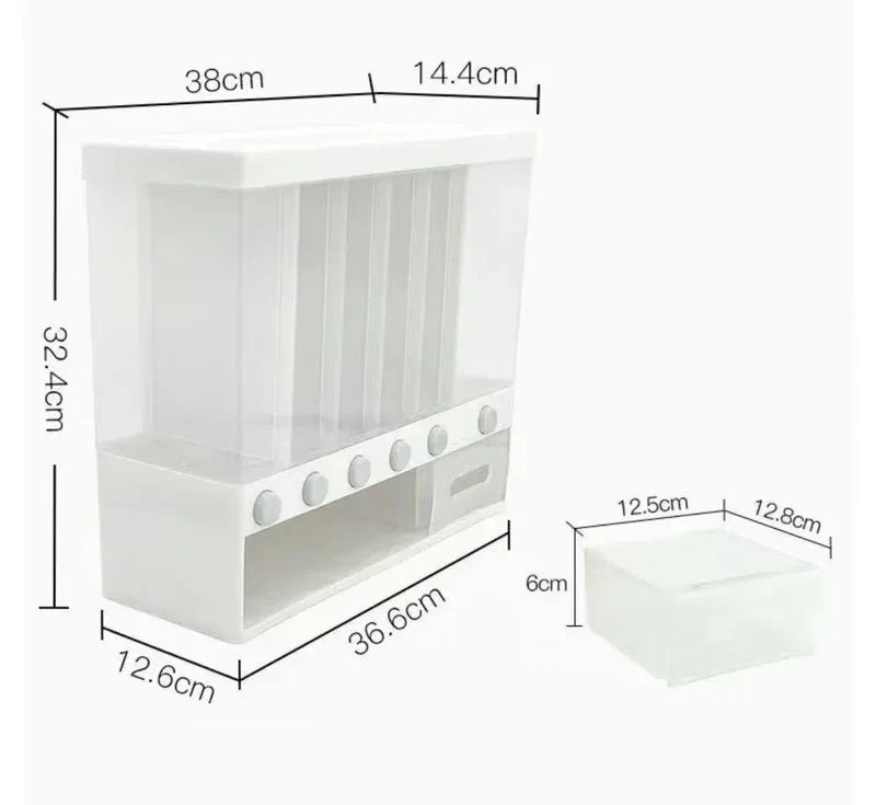 Gawadar Import™ Rice Grain Beans Dispenser 6 Girds Pest-Proof Rack Sealed Food Storage Box for Kitchen and Home Kitchen Dispenser