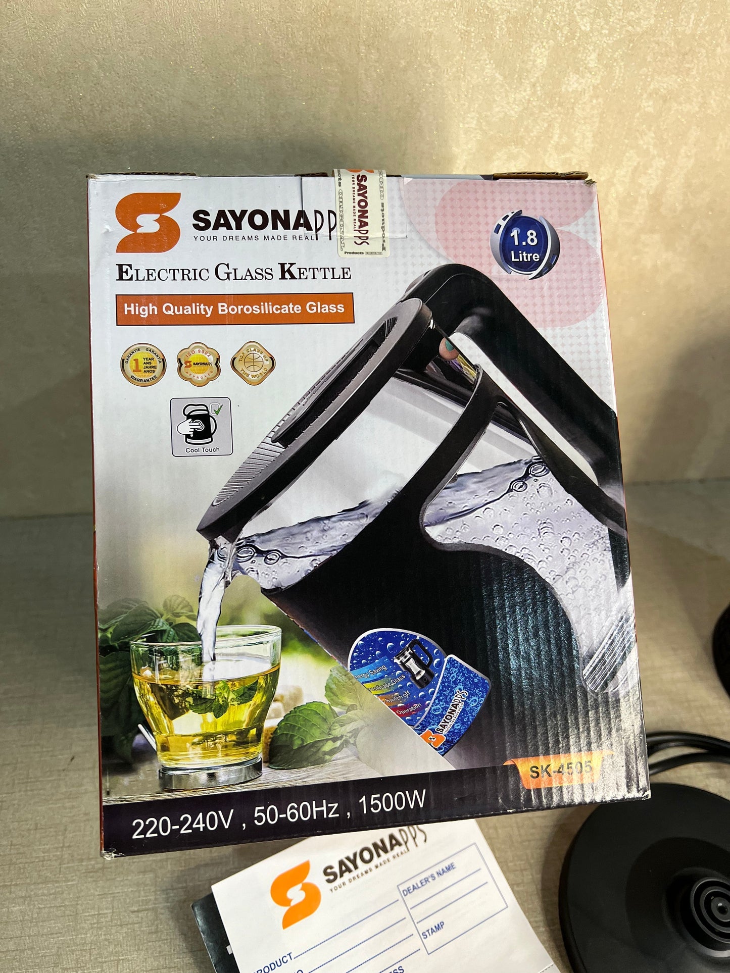 Gawadar Import™ SAYONA 1.8L GLASS ELECTRIC KETTLE